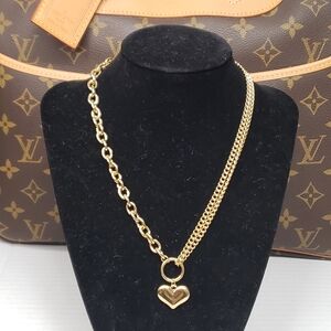 Thick Chain Large Heart Pendant Fade-Free Elegant Stainless Steel Necklace